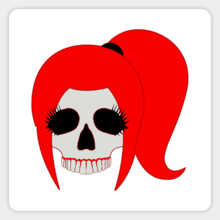 Ponytail Skull Magnet